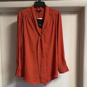 Elegant Rust Polka Dot Blouse
